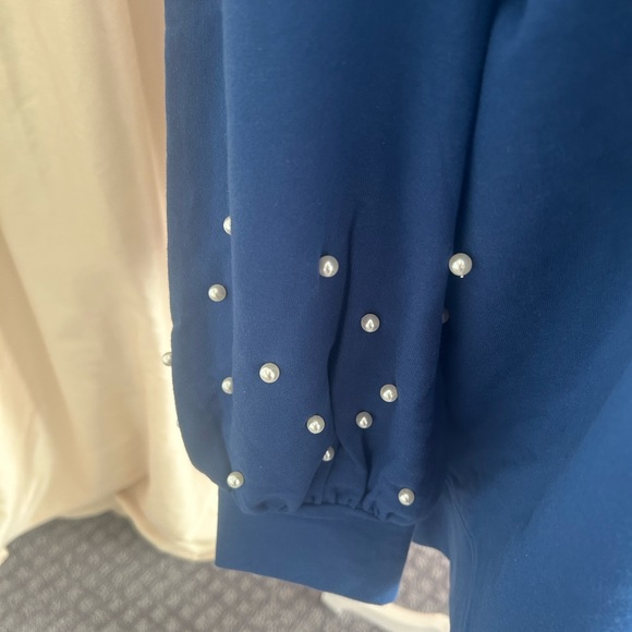New JingleBelles Kim Gravel Uptown Pearls Blouson Sleeve Sweatshirt Indigo XL - Picture 5 of 9